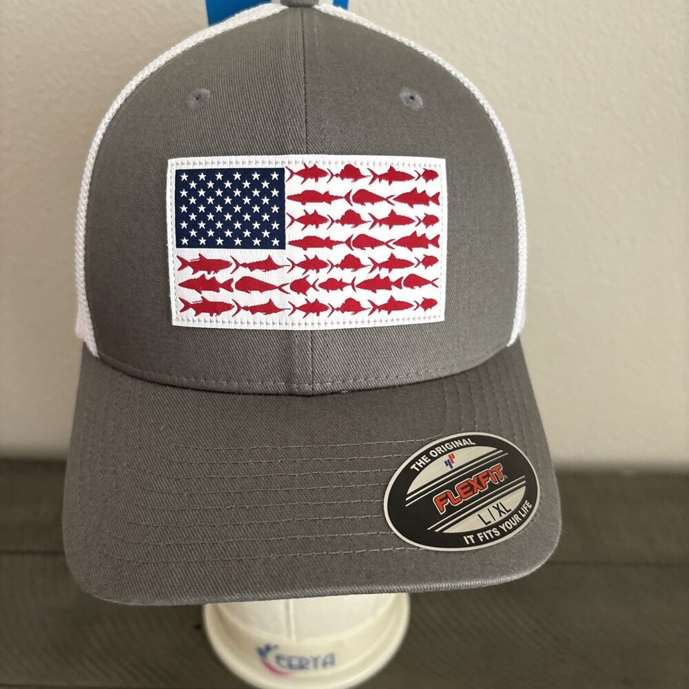 Columbia PFG Texas Longhorns Hat Flexfit L/XL Gray White Mesh Fishing Cap N